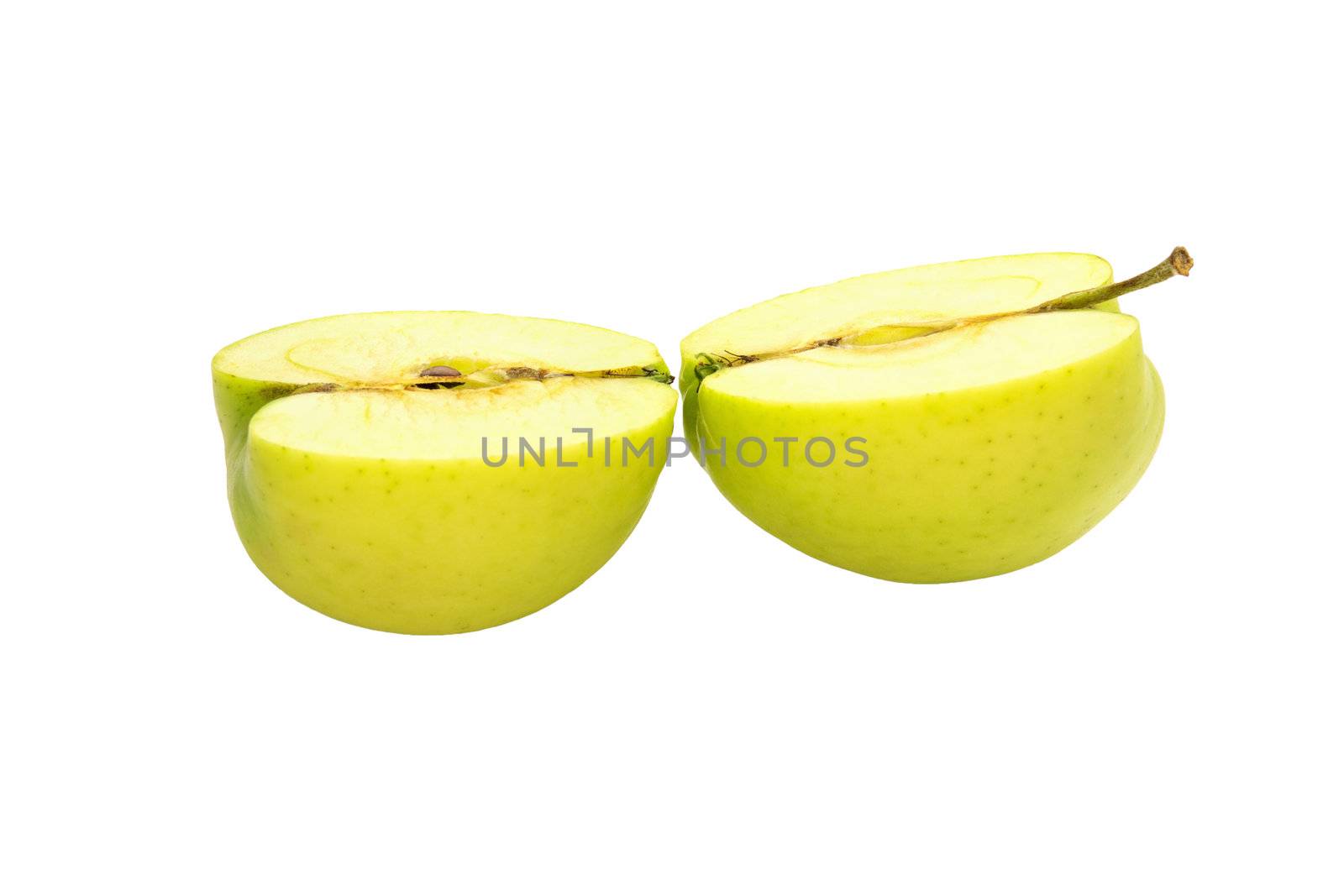 Tasty juicy sliced apples isolated on a white background