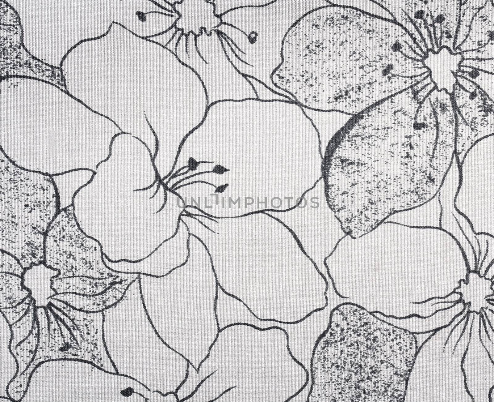 Fabric texture with  floral ornament. Close up