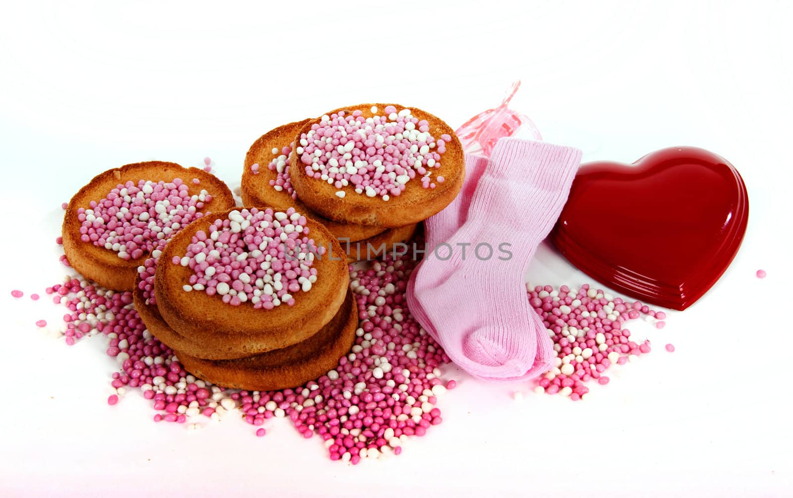 rusk with anis muisjes on a white background