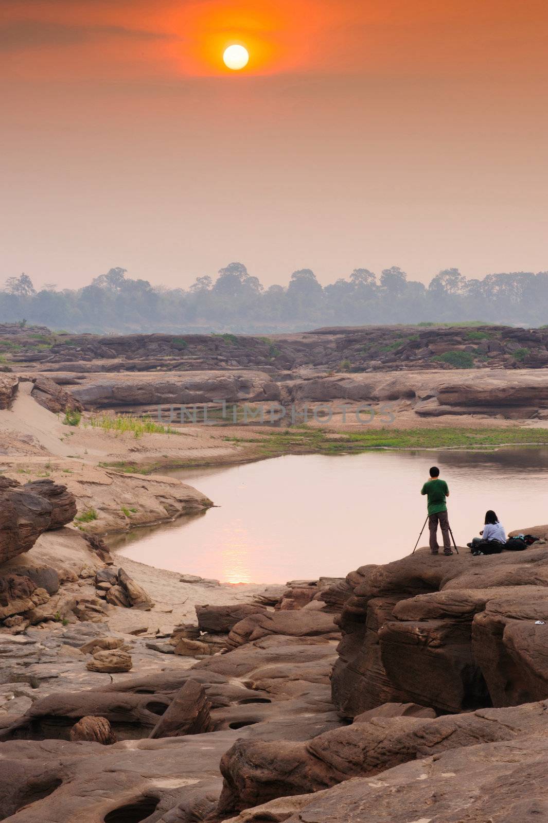 Sunrise on three thousand waving ,this is travel  look like Grand Canyon  in Ubon Ratchathani , Thailand.