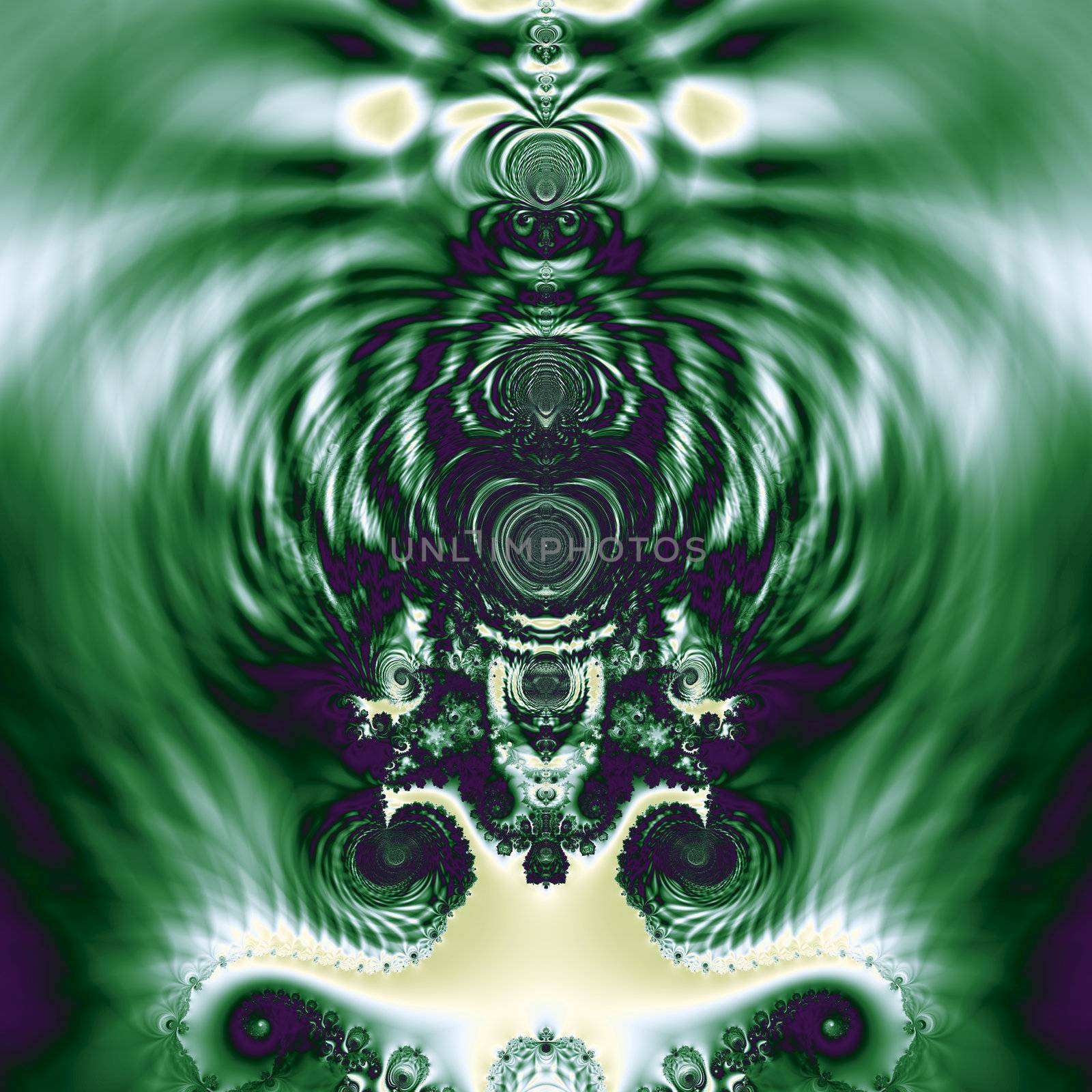 Elegant fractal design, abstract psychedelic art, green bell