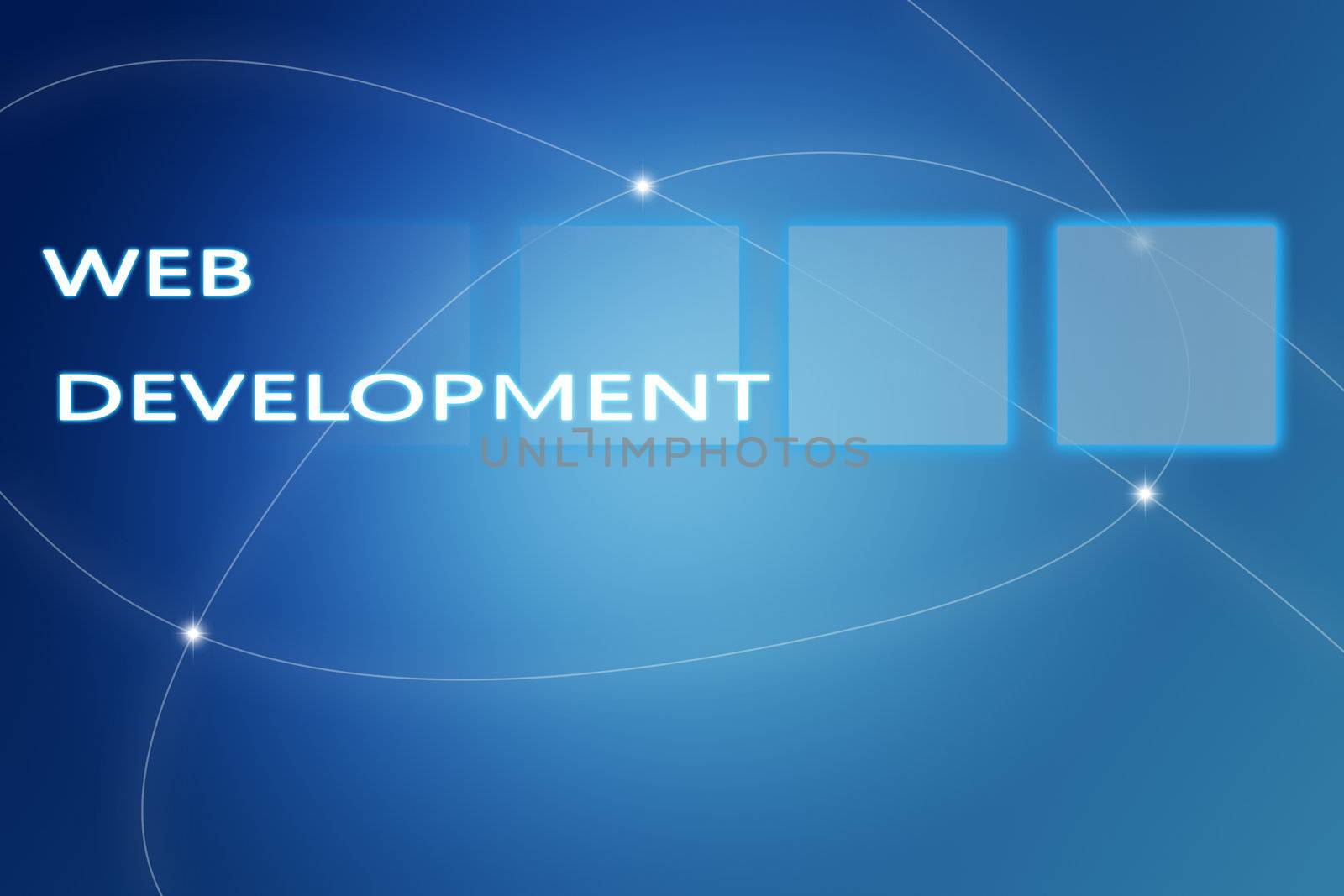 Web Development concept Illustration on blue background