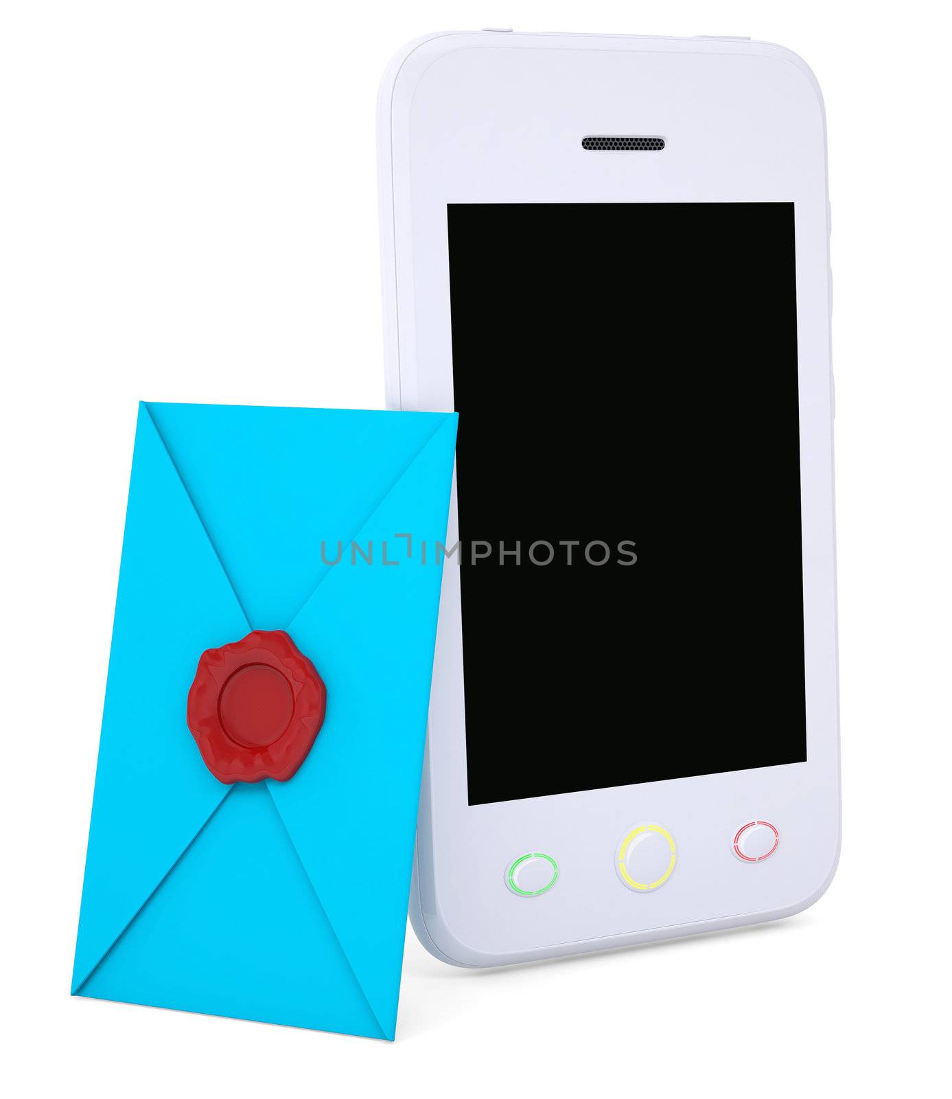 Blue envelope and smartphone by cherezoff