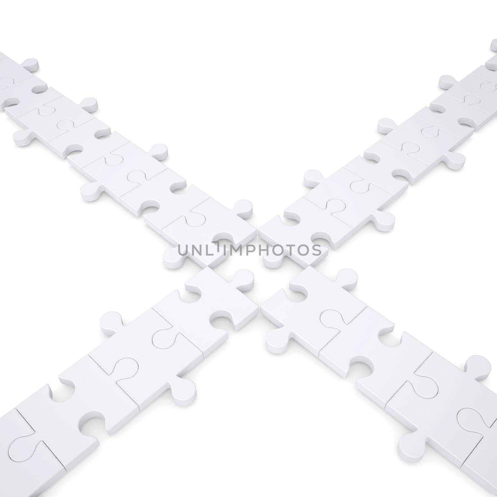 Puzzles are white. Isolated render on a white background