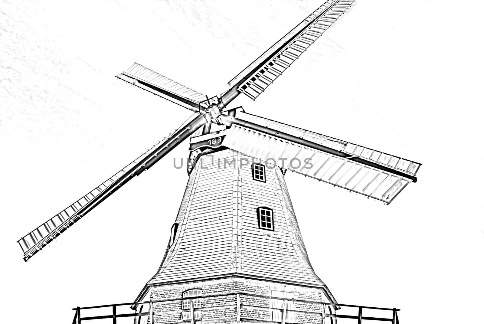 Old windmill in Germany at the Elbe