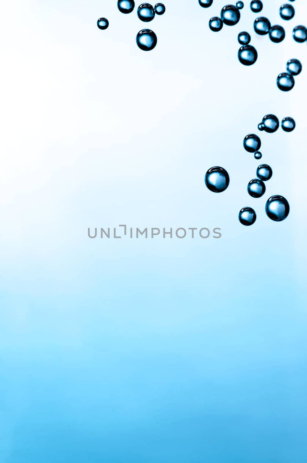 Gradient background with bubbles in a corner.