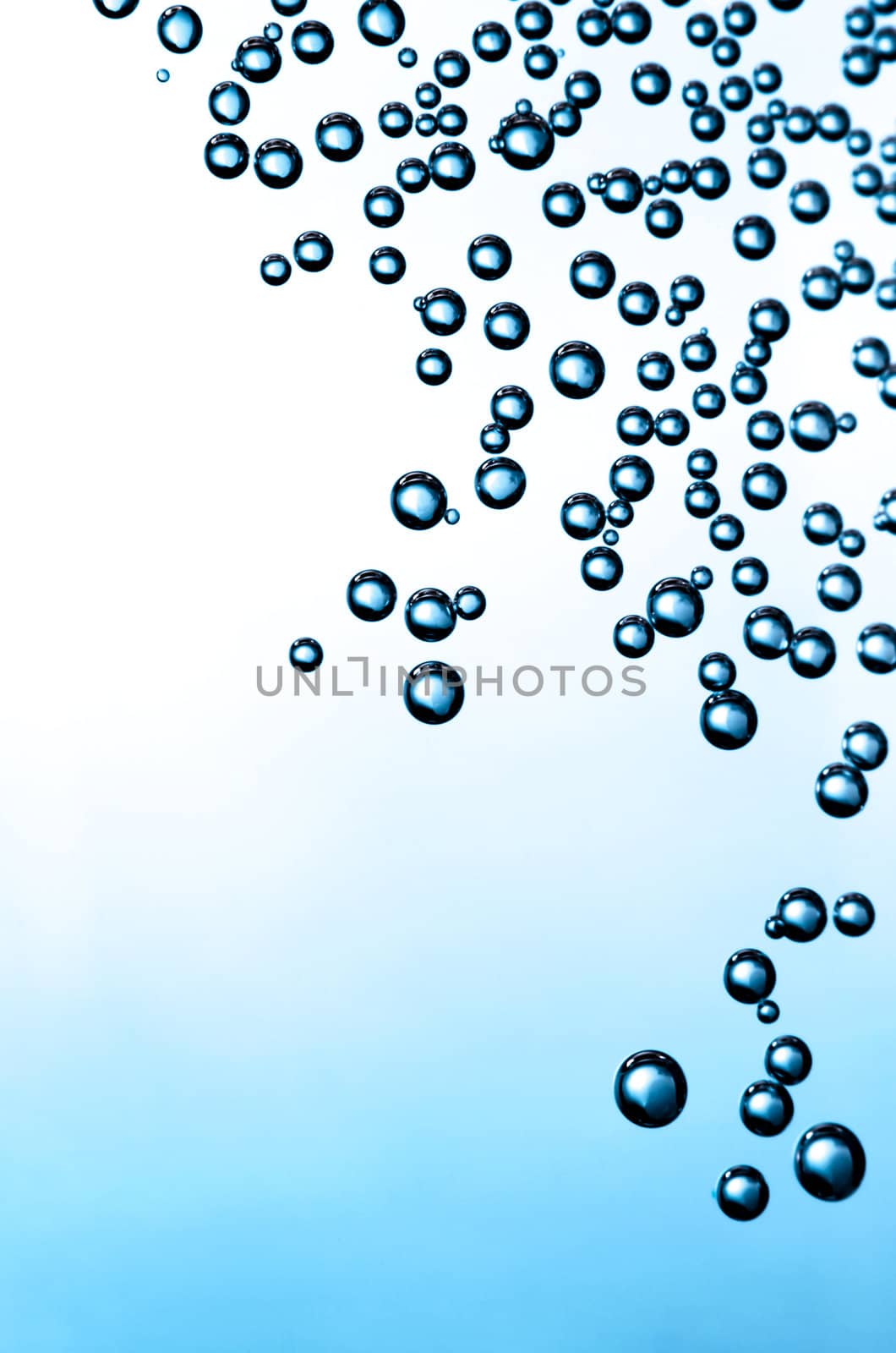 Gradient background with bubbles in a corner.