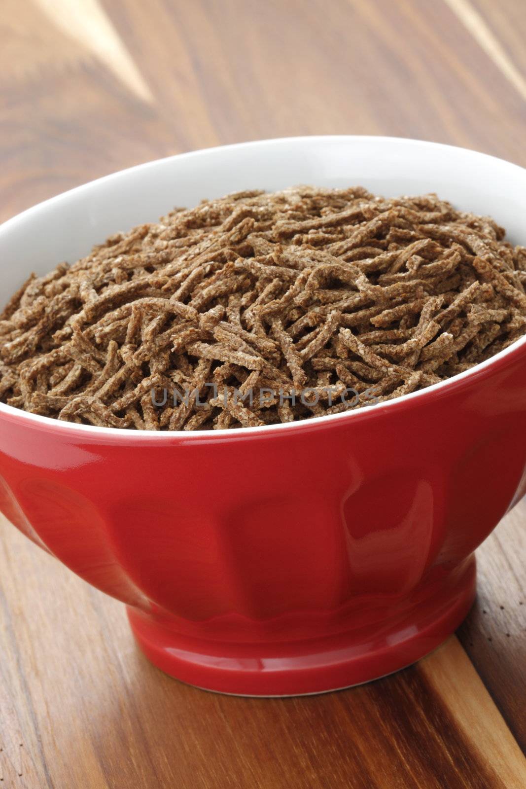 Delicious and nutritious cereal, high in bran, high in fiber, served in a beautiful  French Cafe au Lait Bowl with wide rims. In place of handles. This healthy bran cereal will be an aid to digestive health.