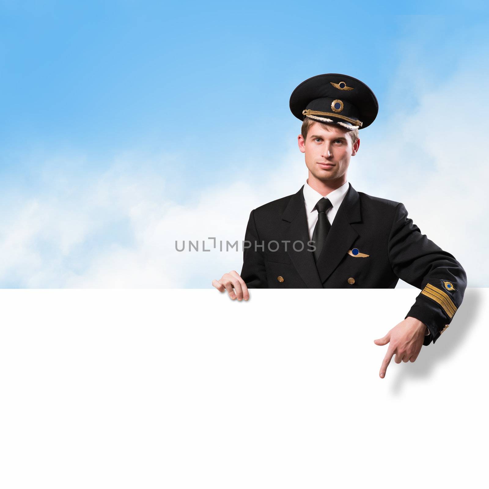 pilot in the form of holding an empty billboard by adam121