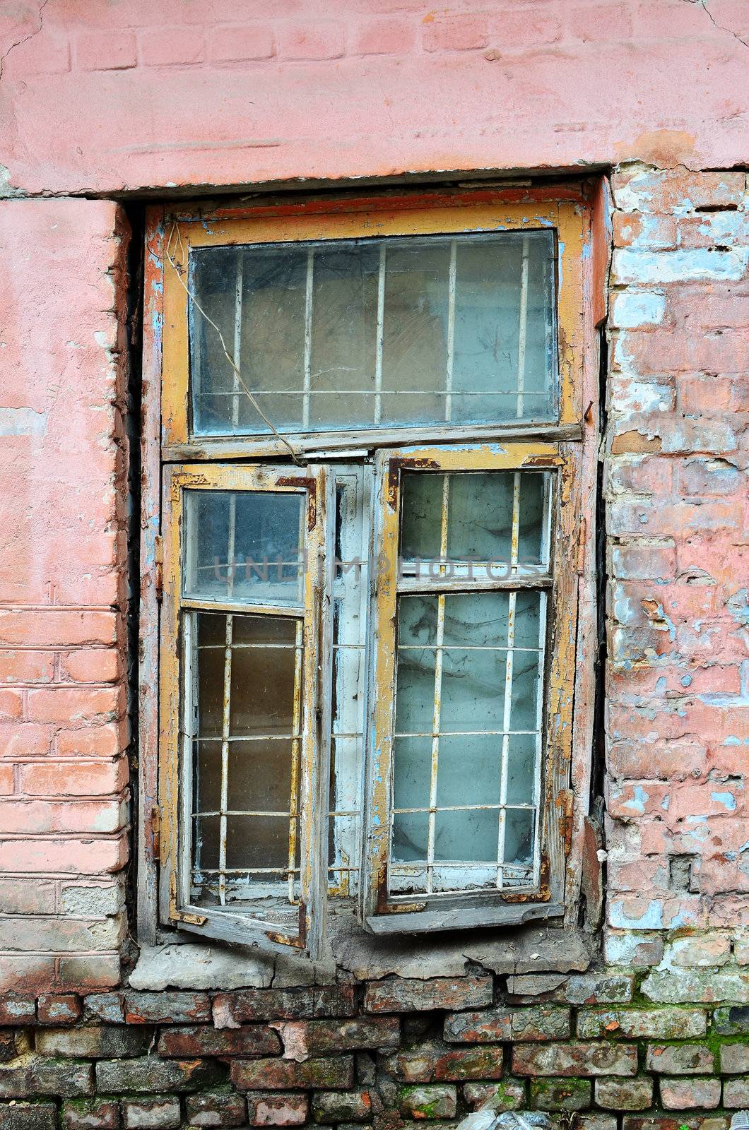 old dirty window on old dirty wall by DNKSTUDIO