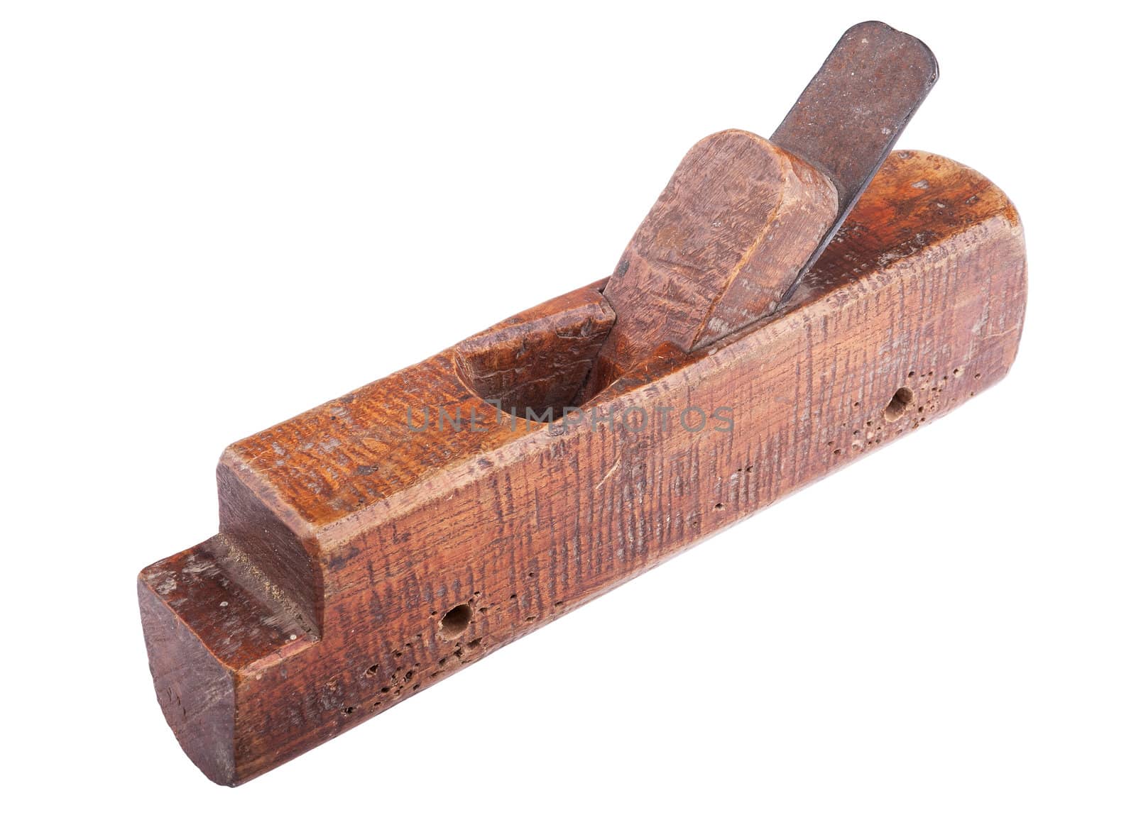 Old wooden jointer isolated on a white background