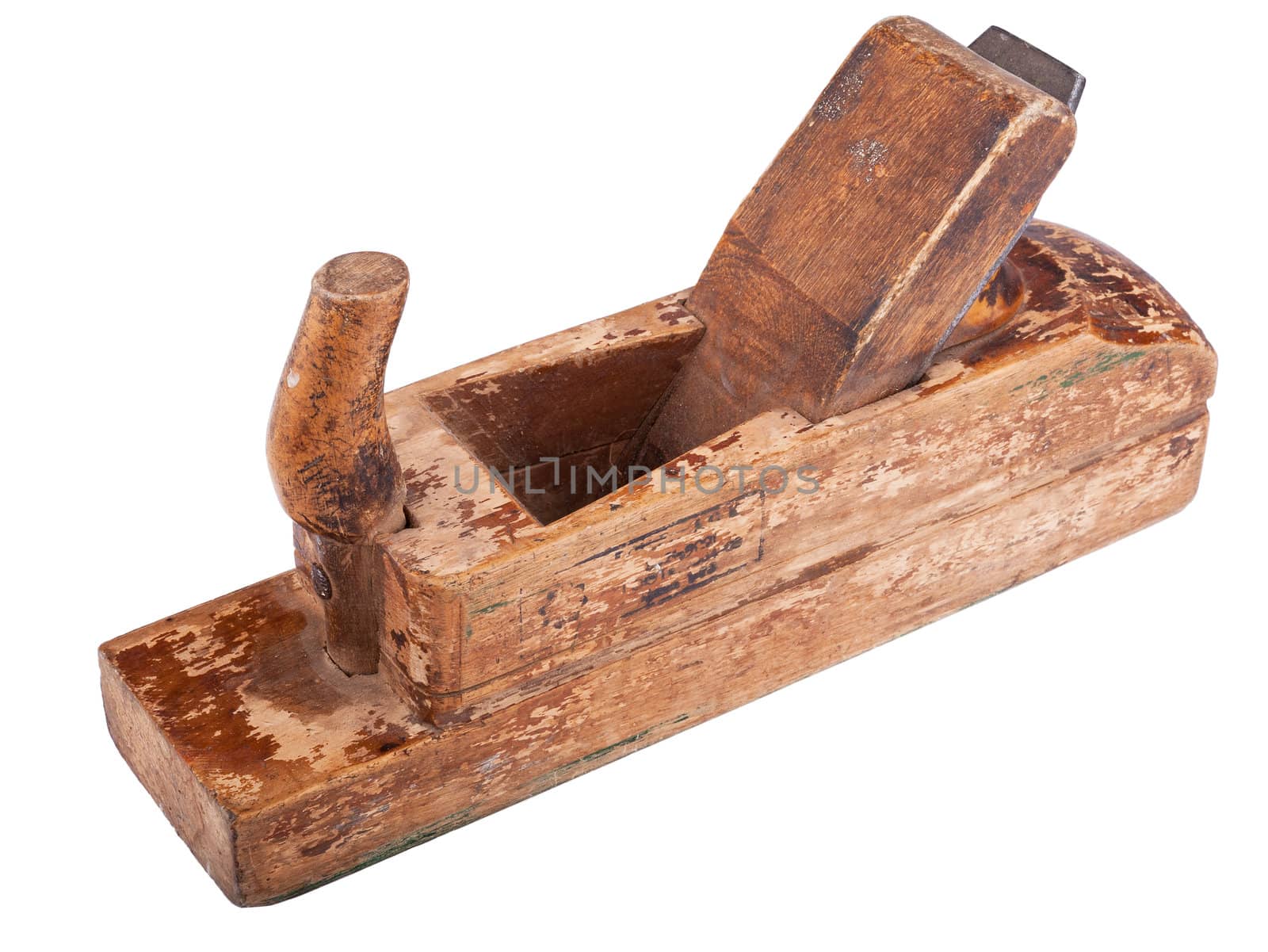 Old wooden jointer isolated on a white background