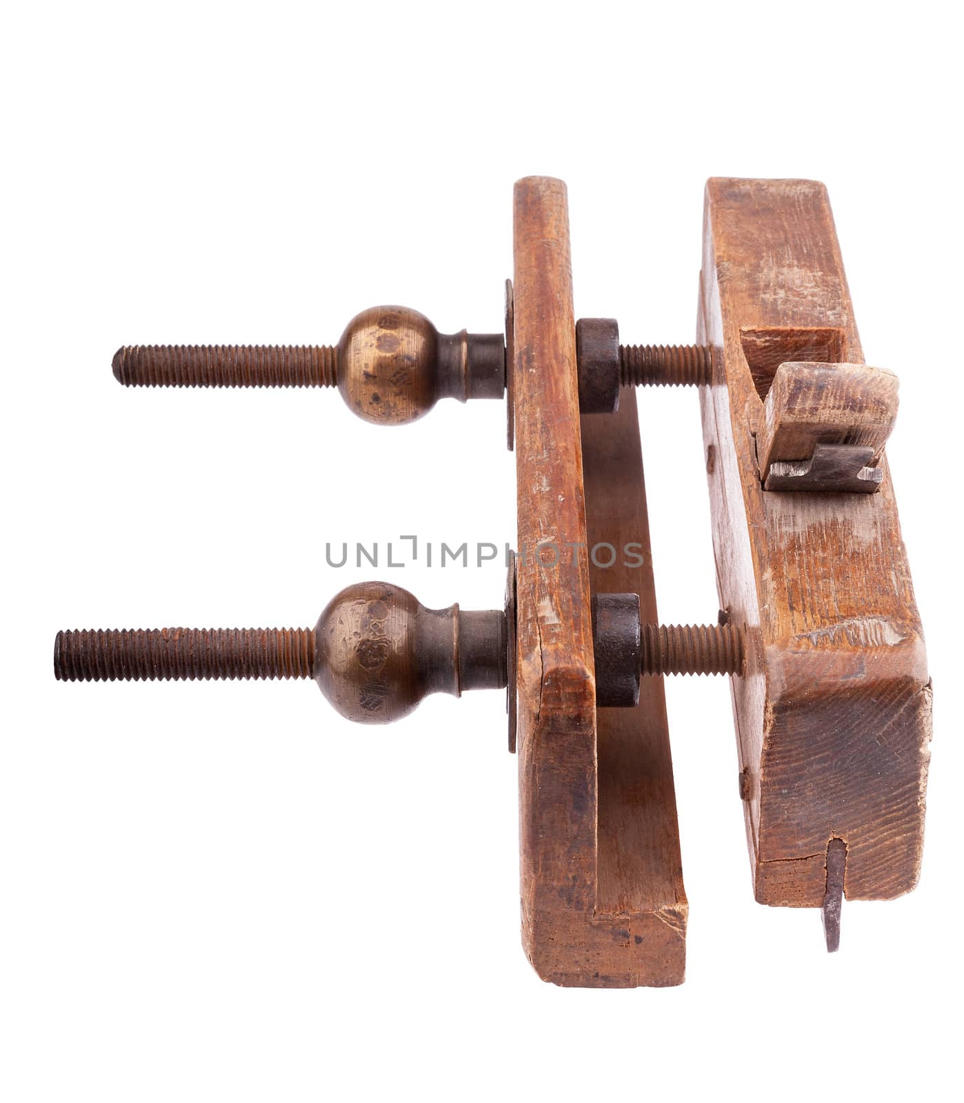 Old wooden jointer isolated on a white background