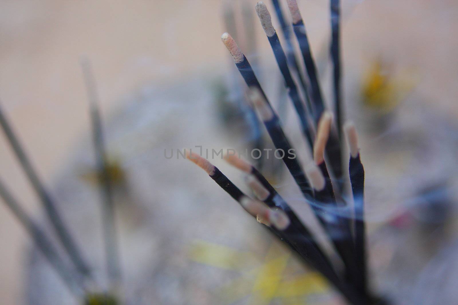 Indian incense sticks are burning by cococinema