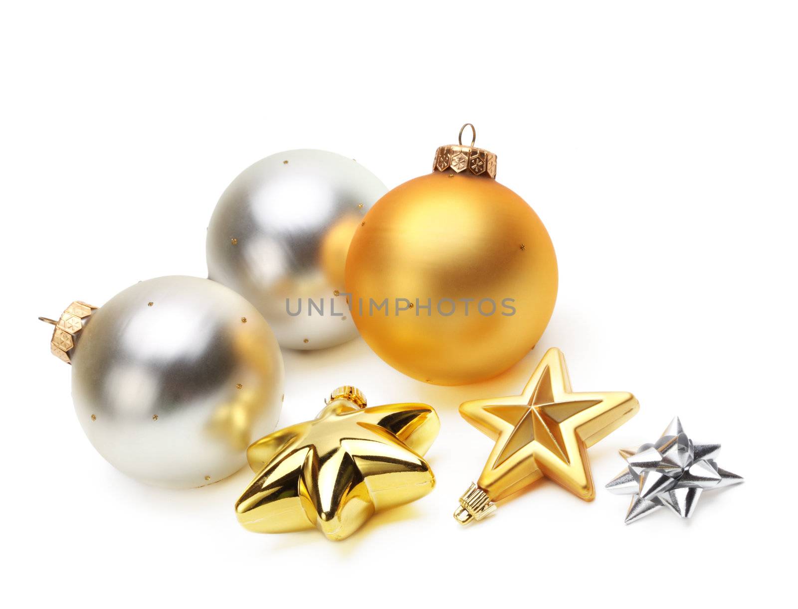 gold and silver Christmas balls