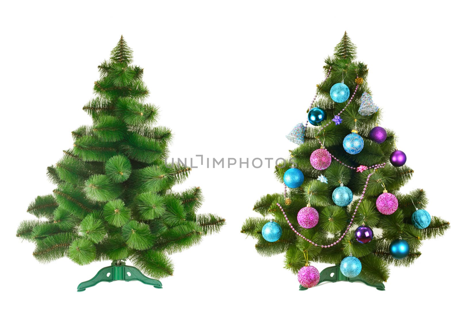 two Christmas tree on white background