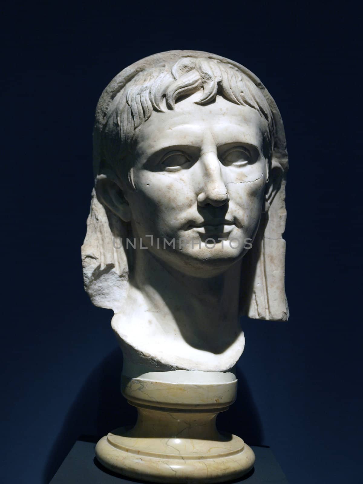 Marble portrait of young Augustus /"veiled head"/ . From the Orto Vescovile. Middle augustan Age / ca 10 B.C./