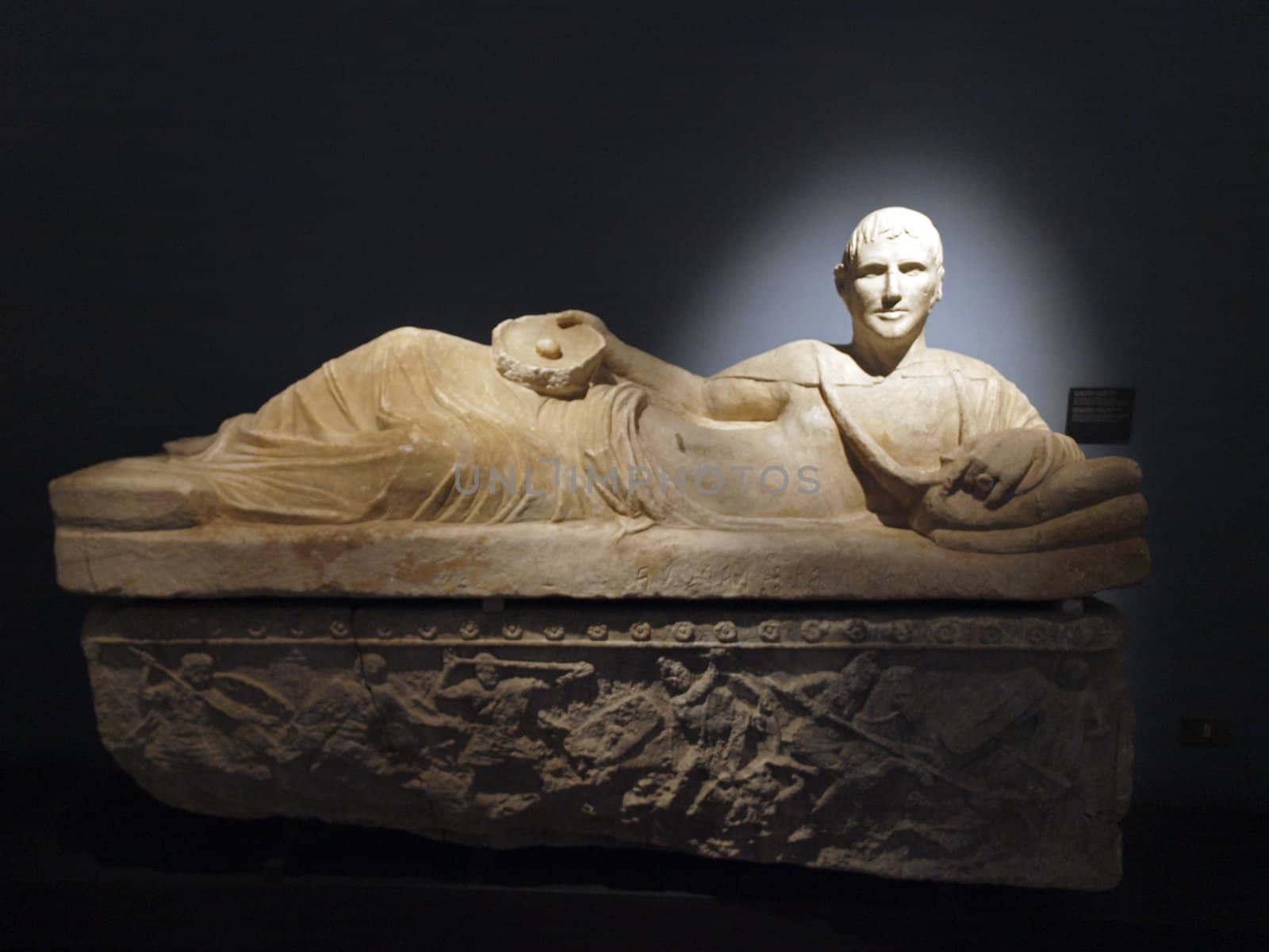alabaster sacrophagus. From colle del Vescovo / 3rd century B.C./