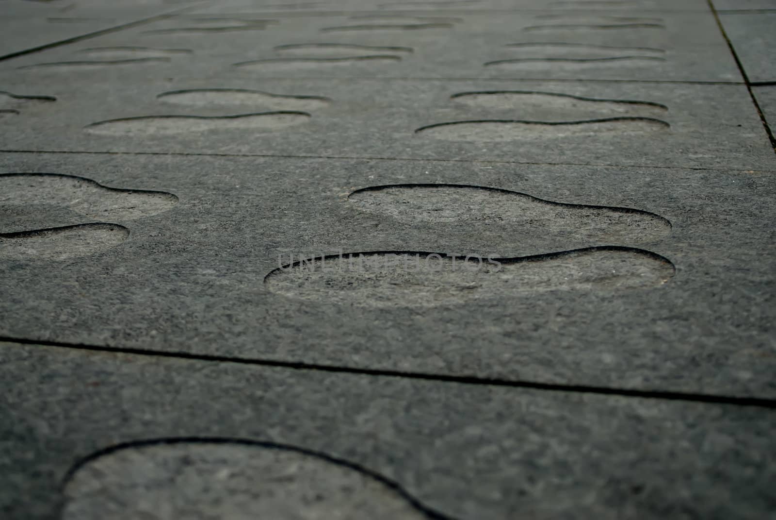 shoeprint in granite stone