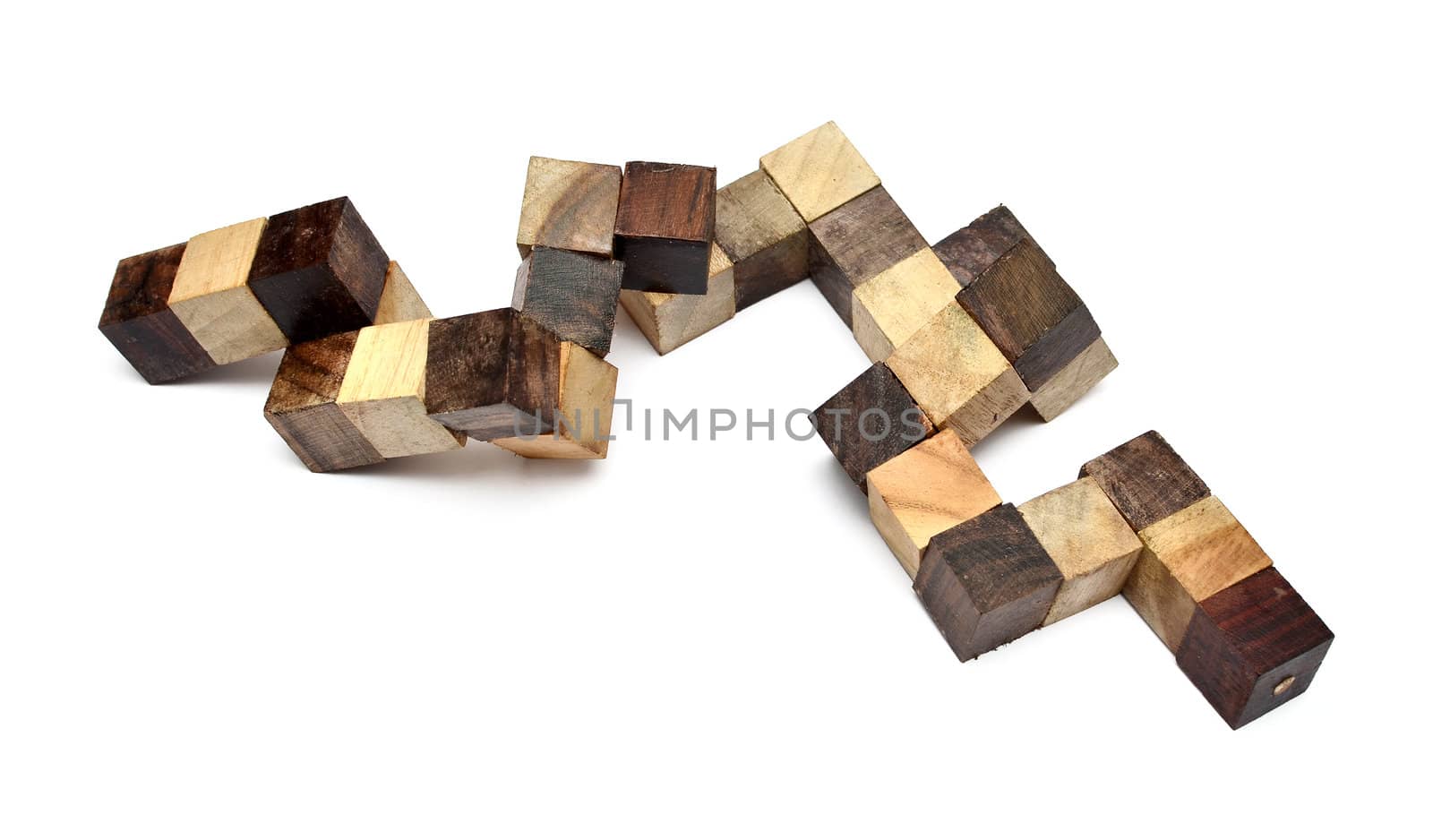 Puzzle in the form of wooden blocks on a white background by DNKSTUDIO