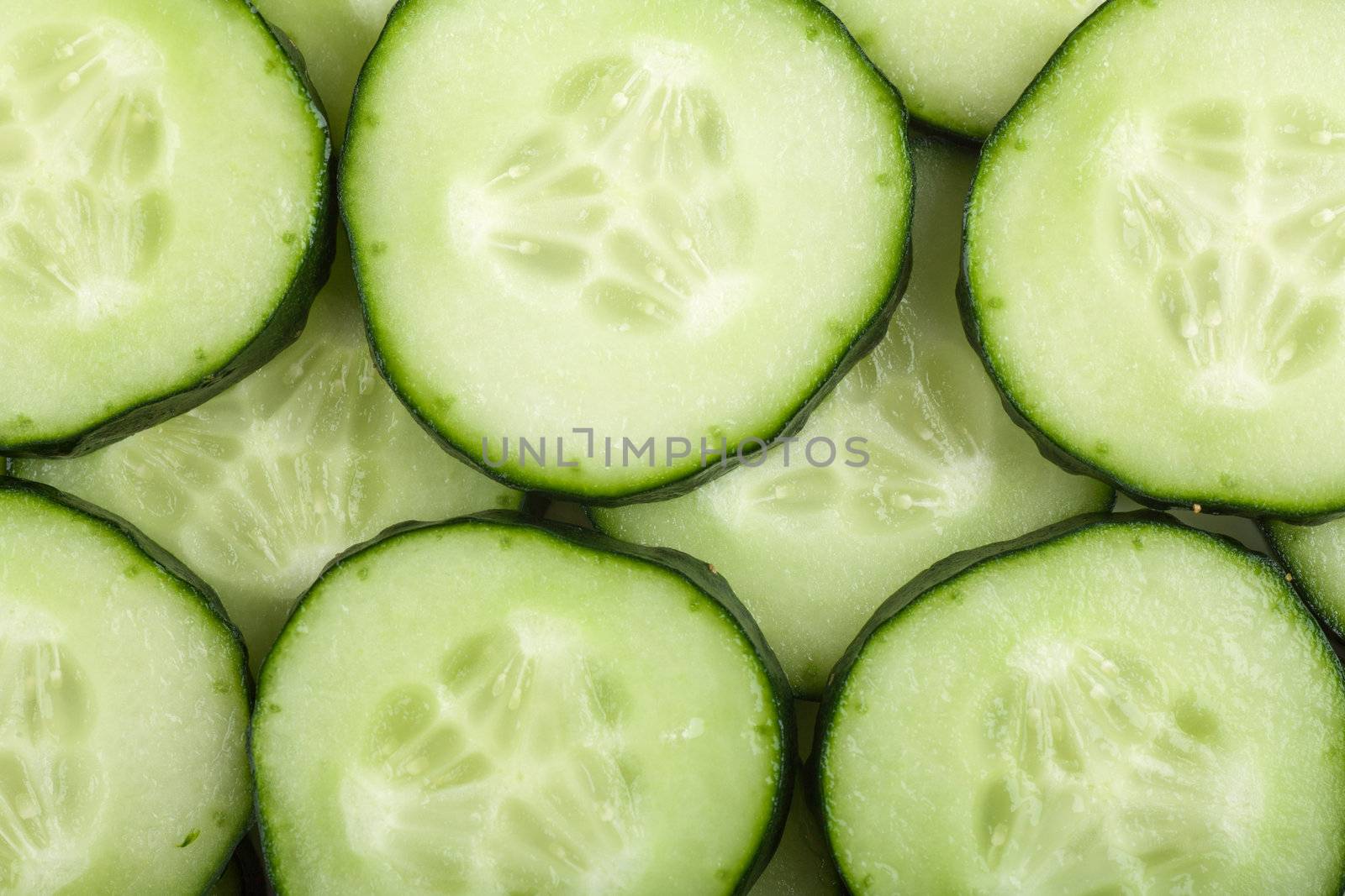 Macro view of cucumber slices