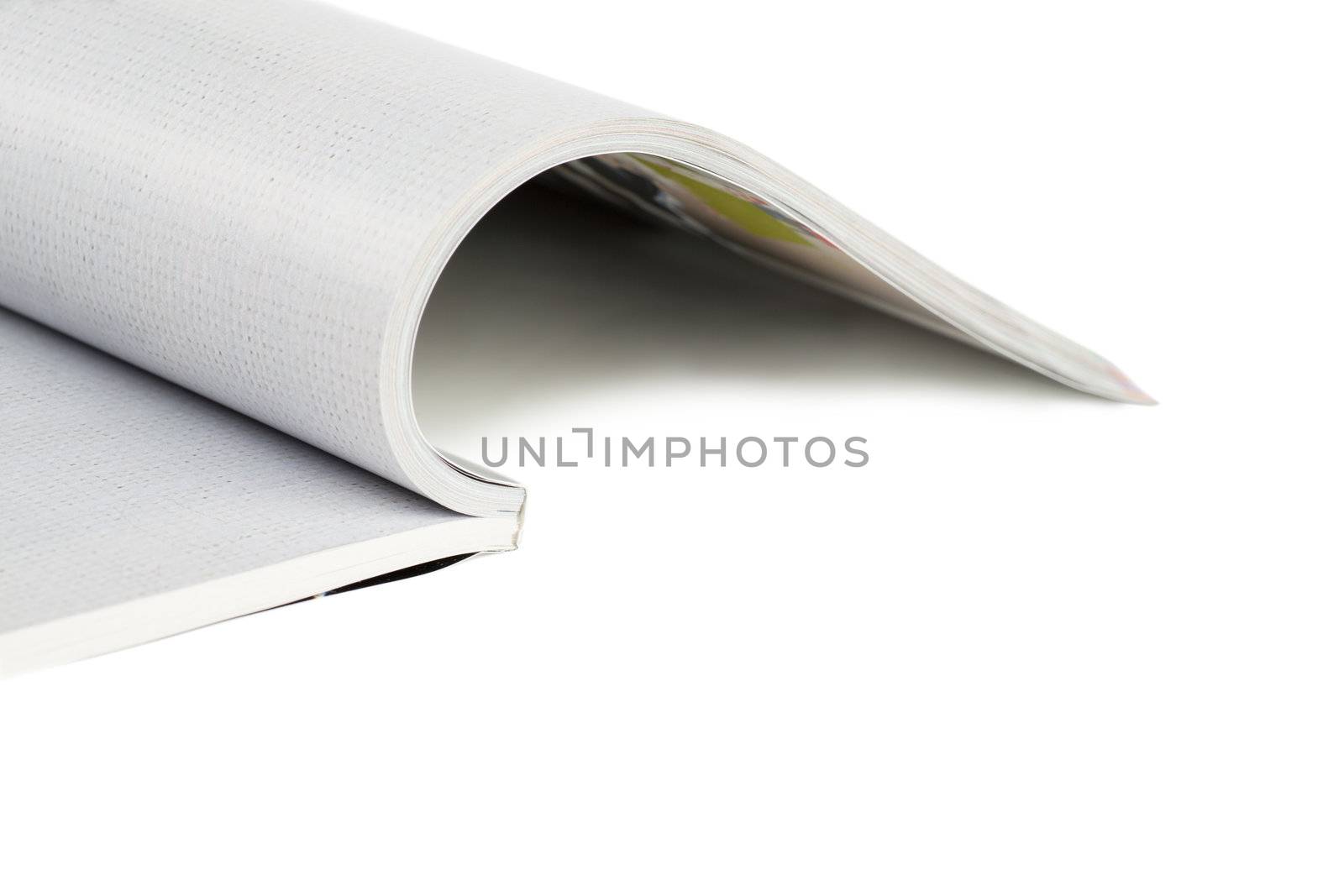 Selective focus image of magazine in profile