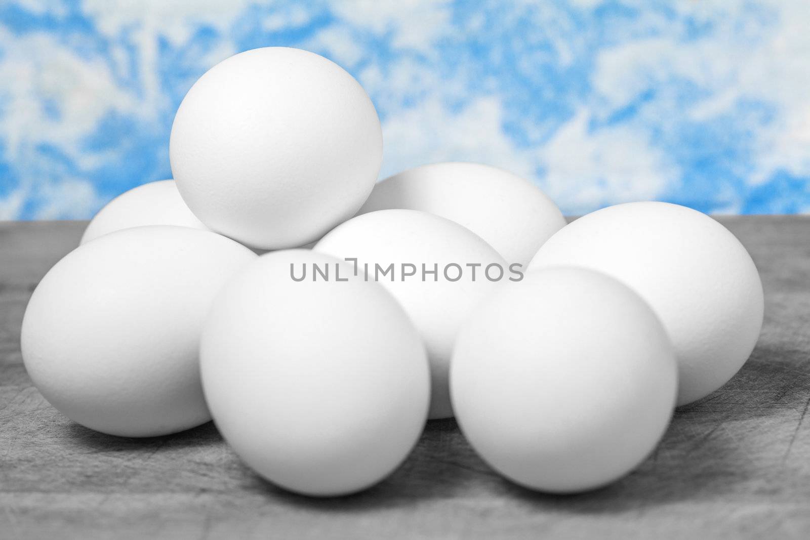 Chicken eggs on kitchen table by anelina