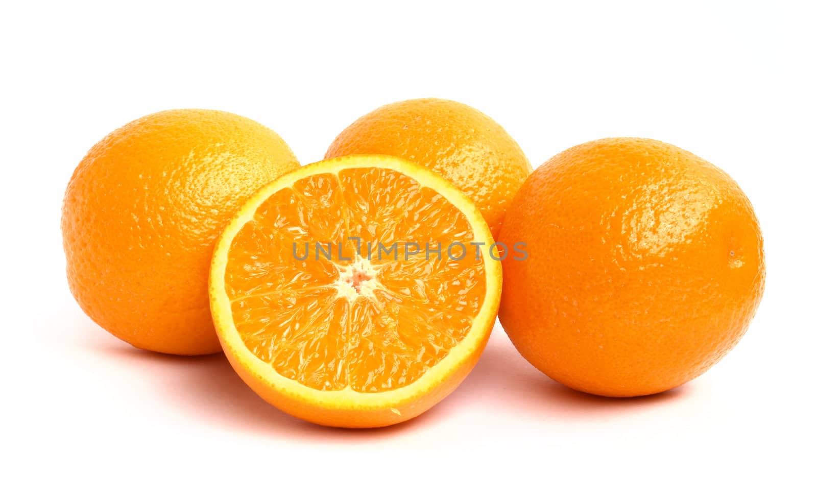 Oranges on white background