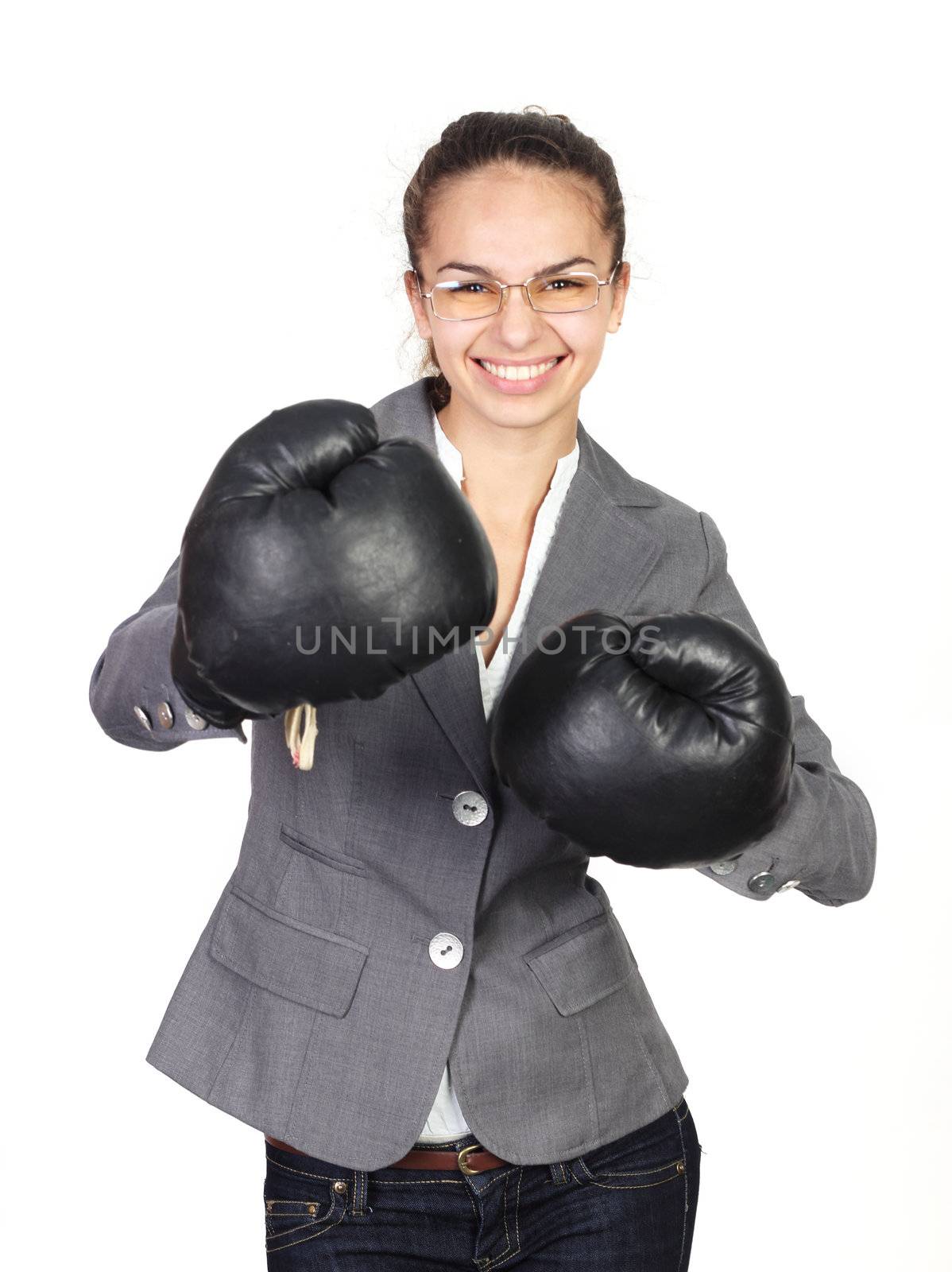 Boxing businesswoman by destillat