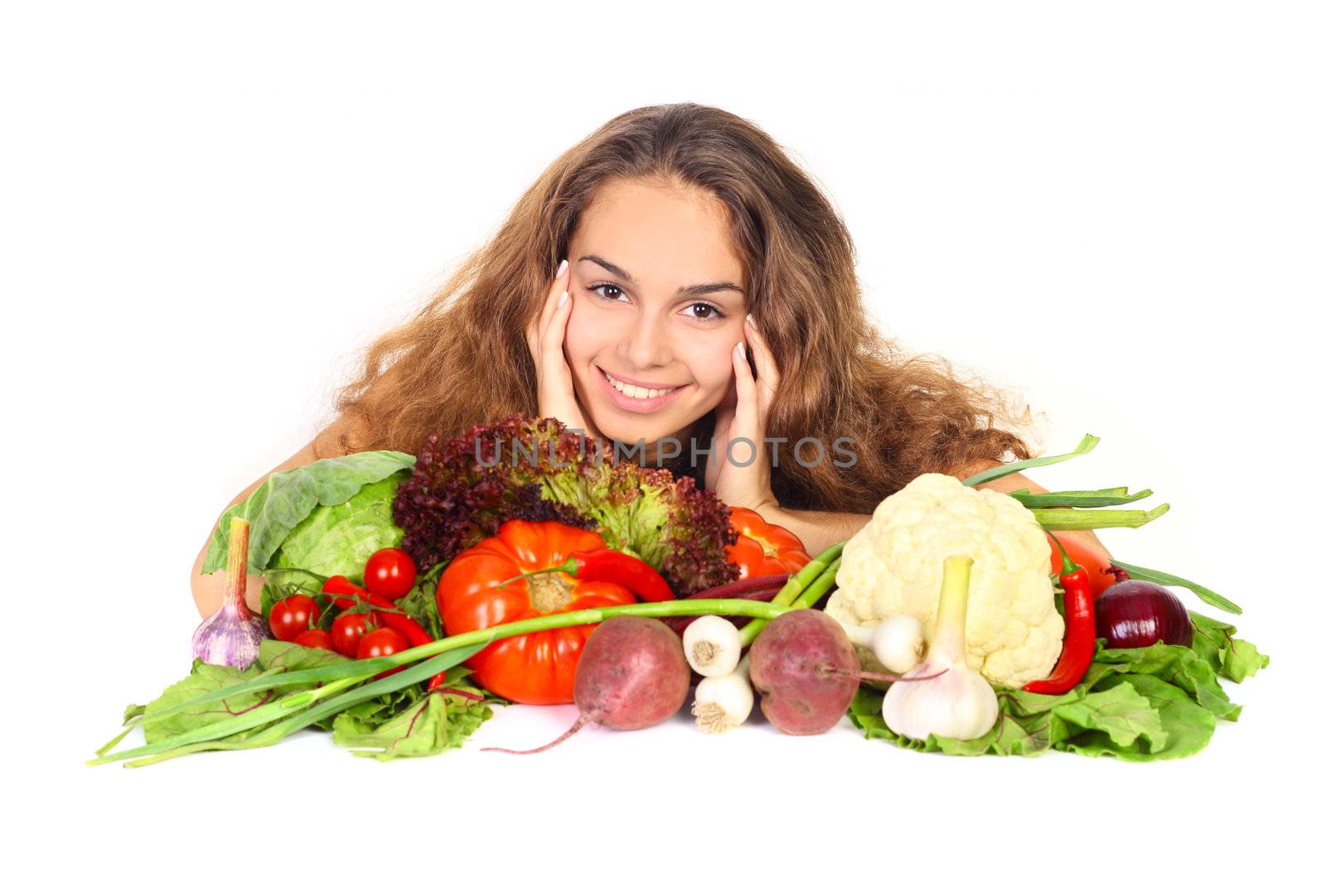 Woman with vegetables by destillat