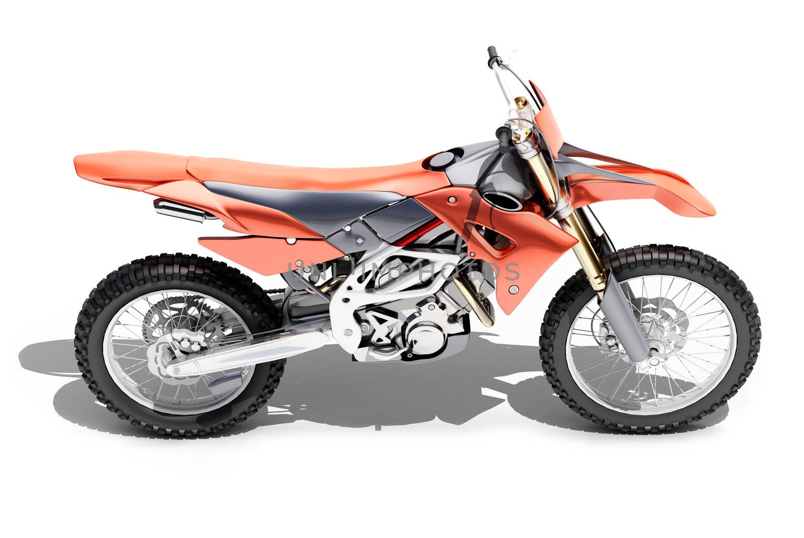 Sport bike enduro or trial close up on a light background with shadow