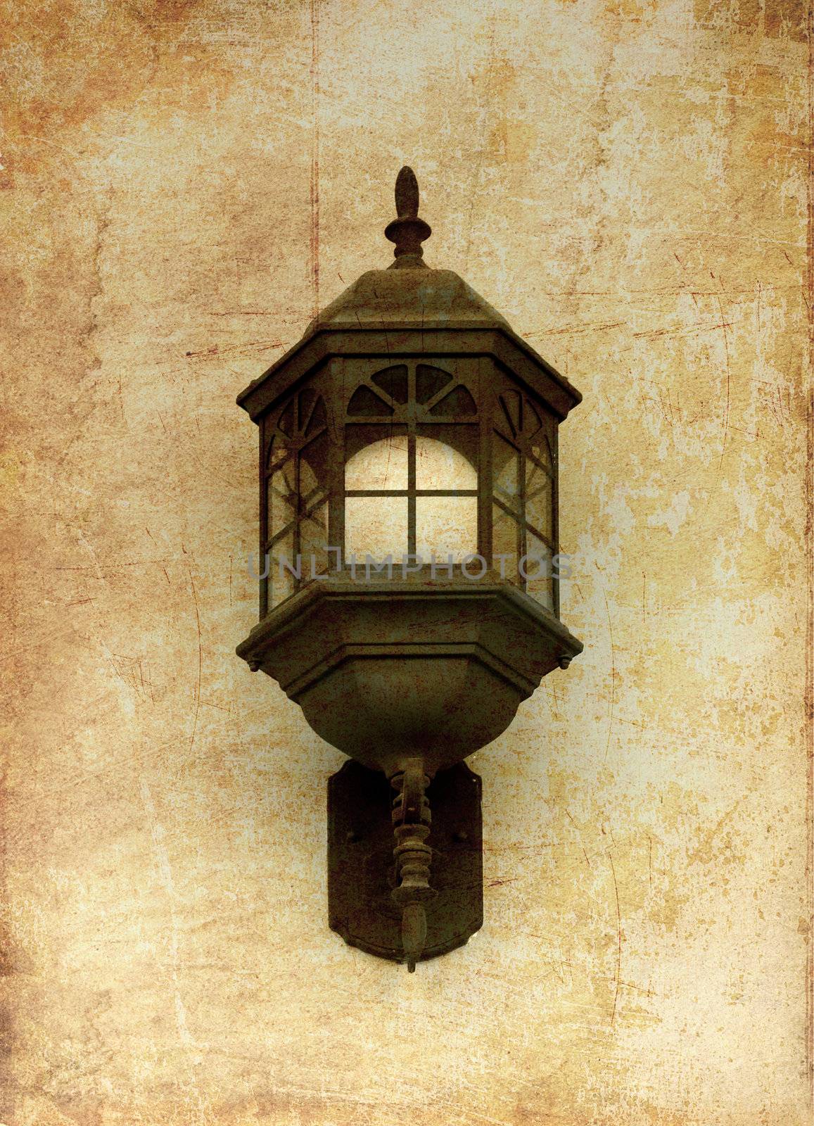 Vintage street lamp, photo in old image style