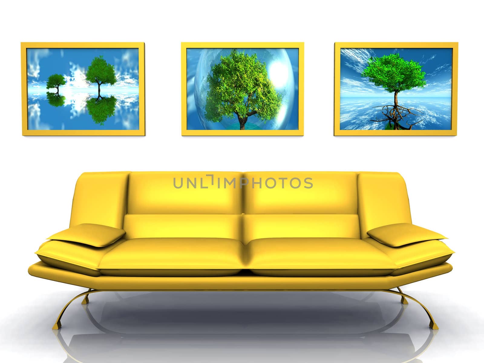 the yellow sofa and the tree frame by njaj