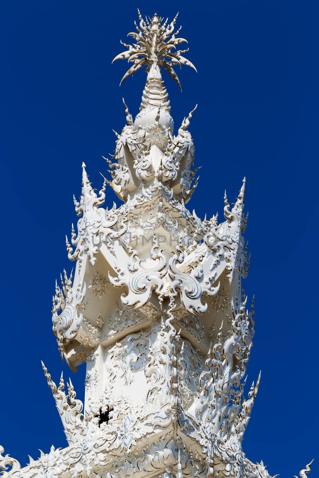 Exotic roof of the White Temple in Chiang Mai, Thailand
