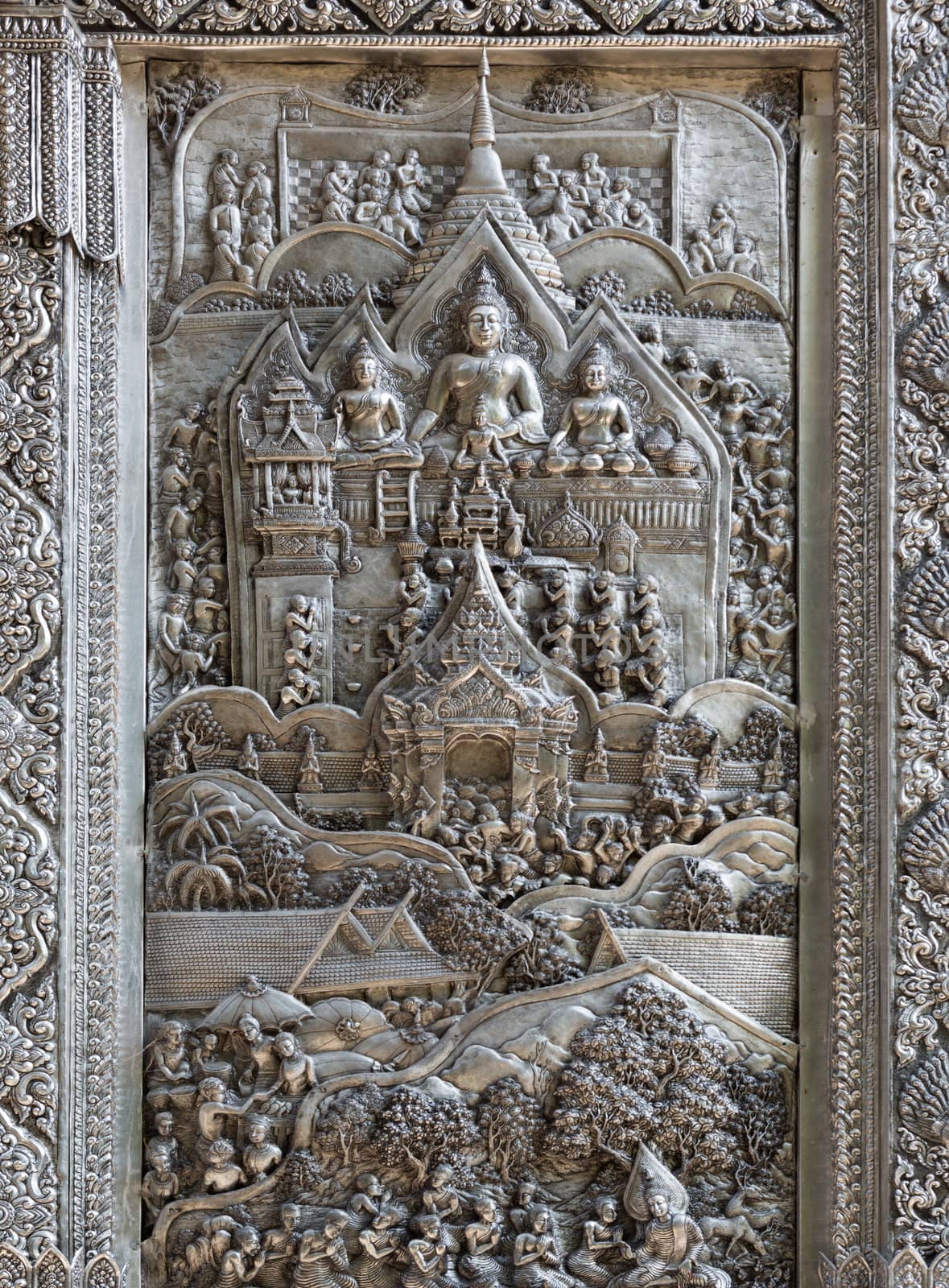 Silver Struck panels in silver temple Wat Sri Suphan, Chiang Mai