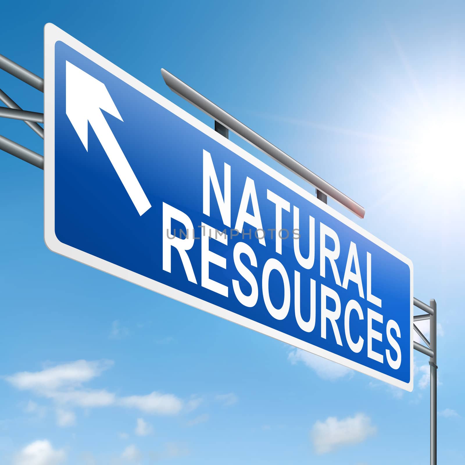 Illustration depicting a sign with a natural resources concept.