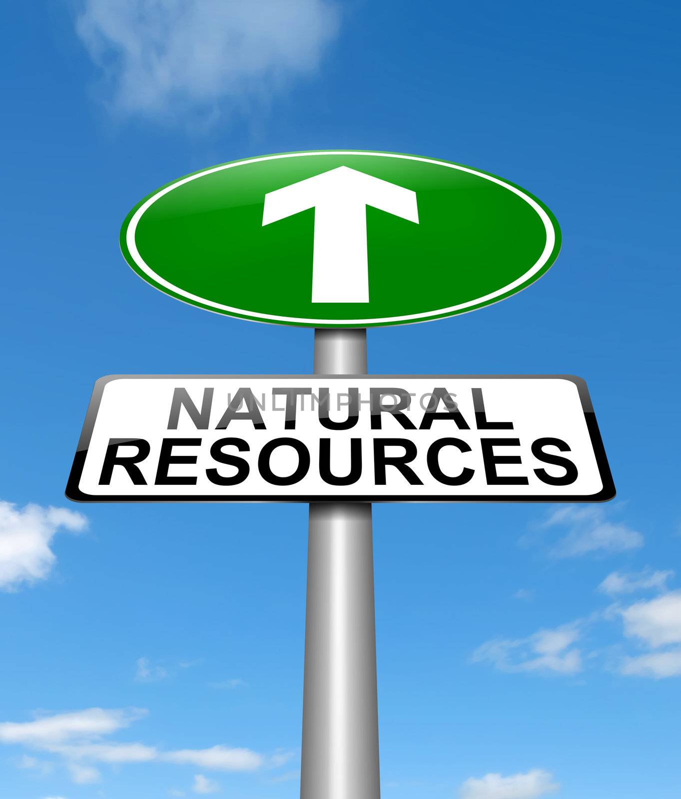Illustration depicting a sign with a natural resources concept.