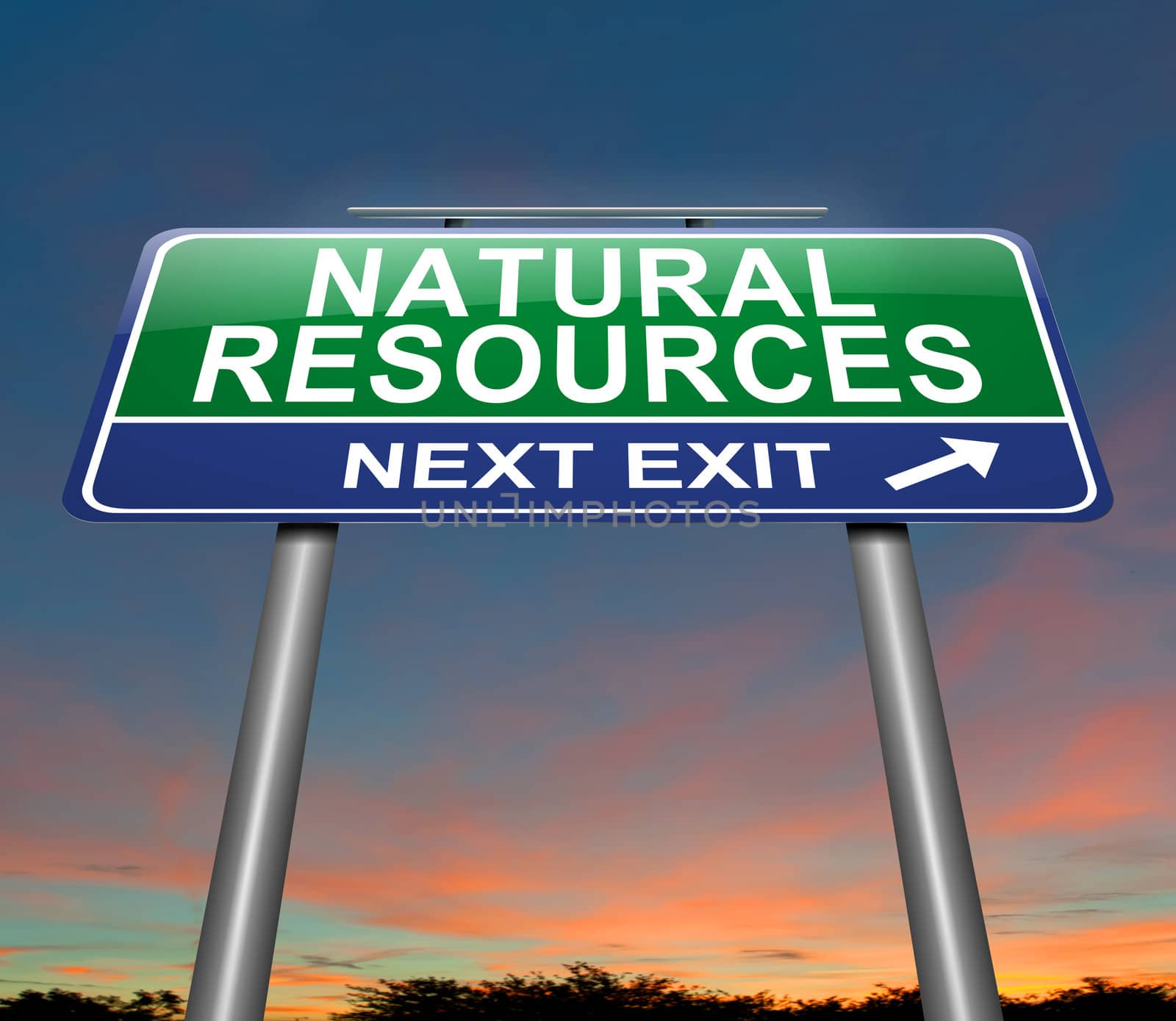 Illustration depicting a sign with a natural resources concept.