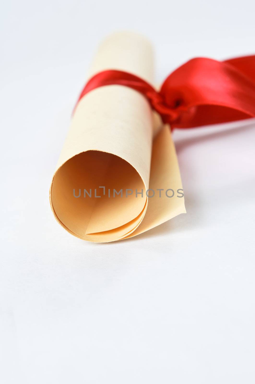 Diploma Scroll and Red Ribbon by frannyanne