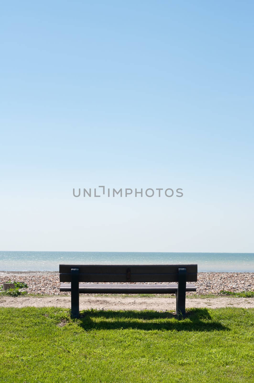 Empty Bench Facing Sea by frannyanne
