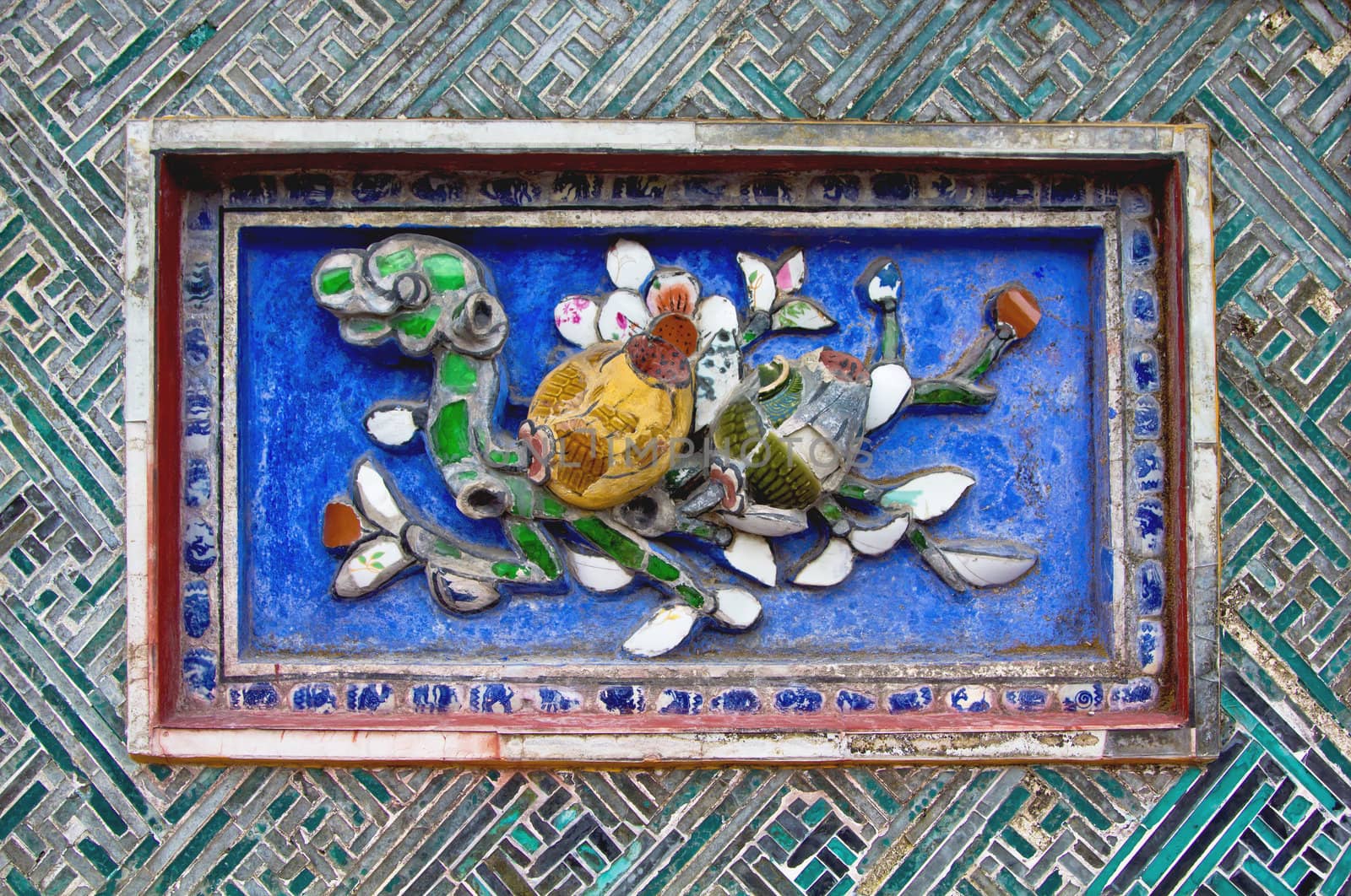 Mosaic wall in Citadel,Hue Vietnam