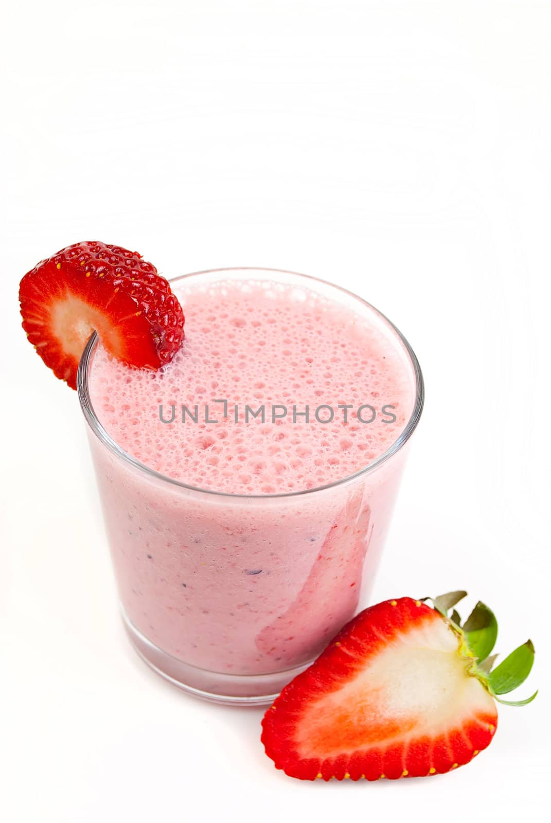 healthy strawberry smoothie isolated on white background