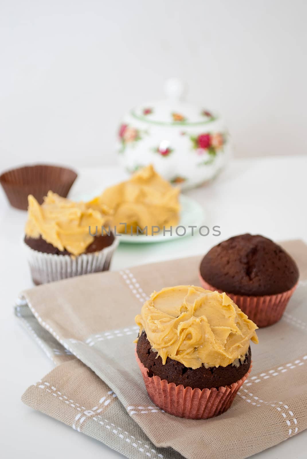 delicious homemade cupcakes with peanut butter icing