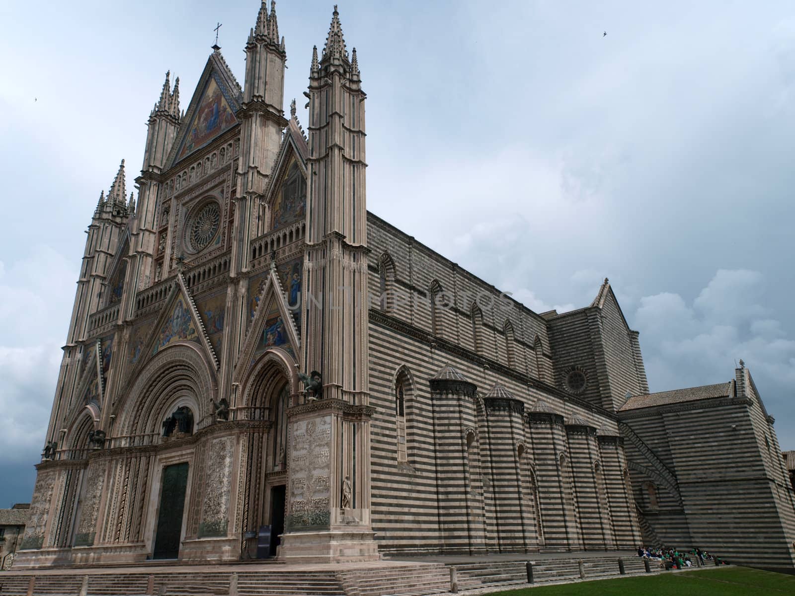 Orvieto - Duomo facade.West front of the Gothic facade of the Orvieto Cathedral, designed by Lorenzo Maitani.