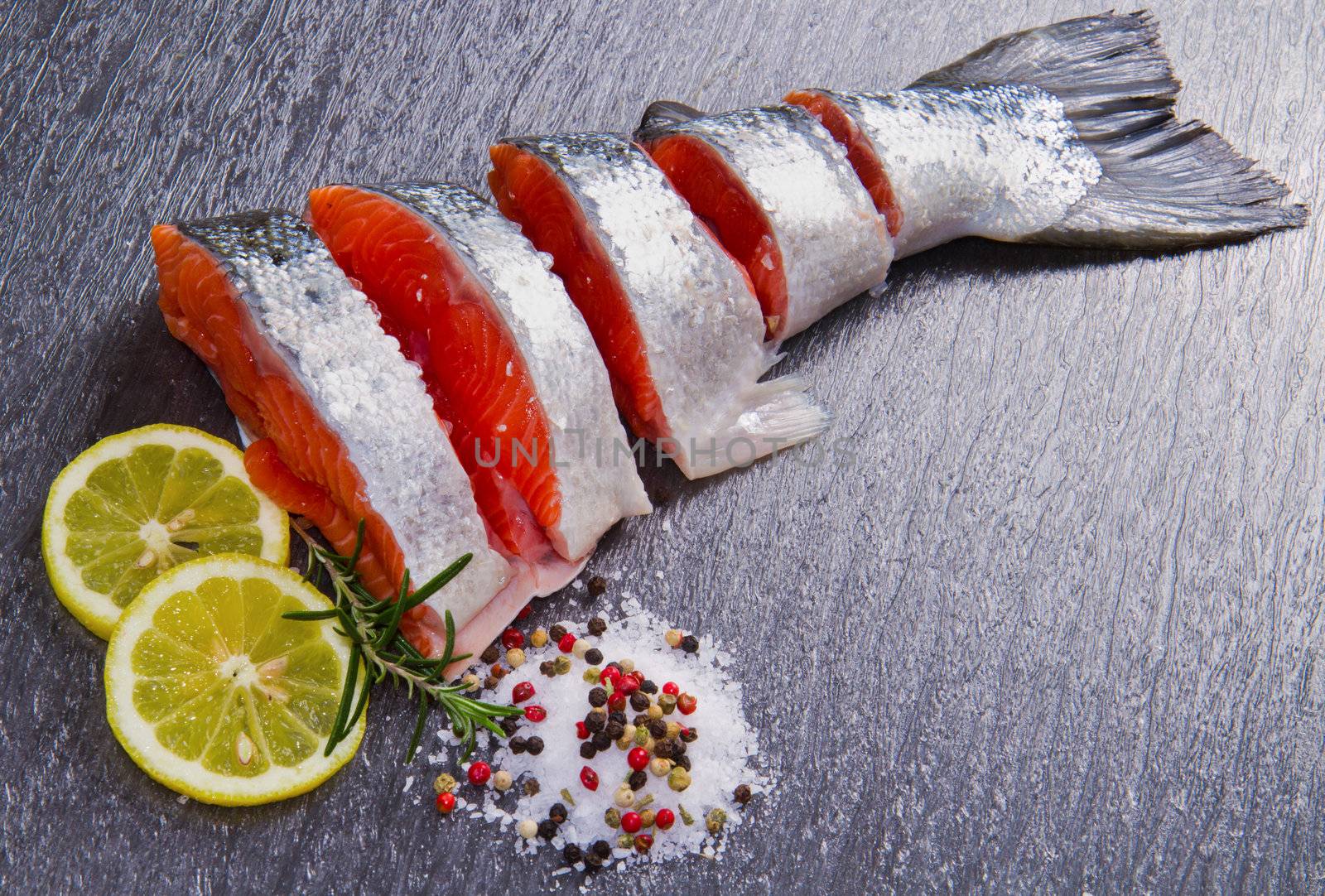 slice of fresh salmon by lsantilli