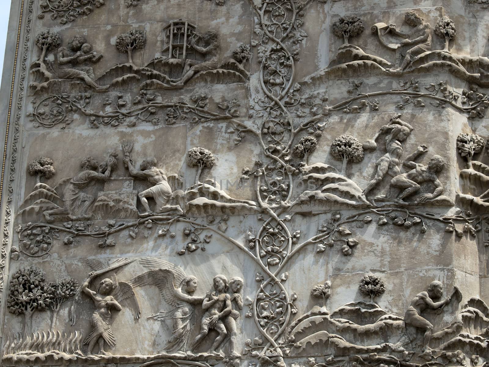 Orvieto - Duomo facade. The first pillar: scenes from Genesis