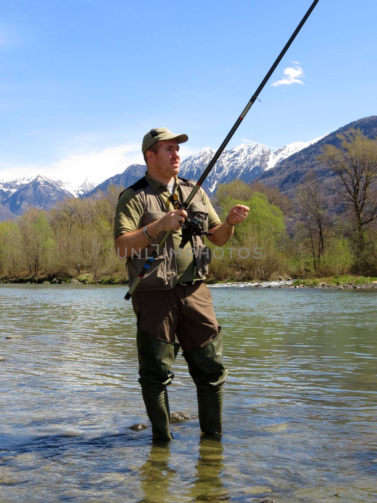 fisherman on river  by lsantilli