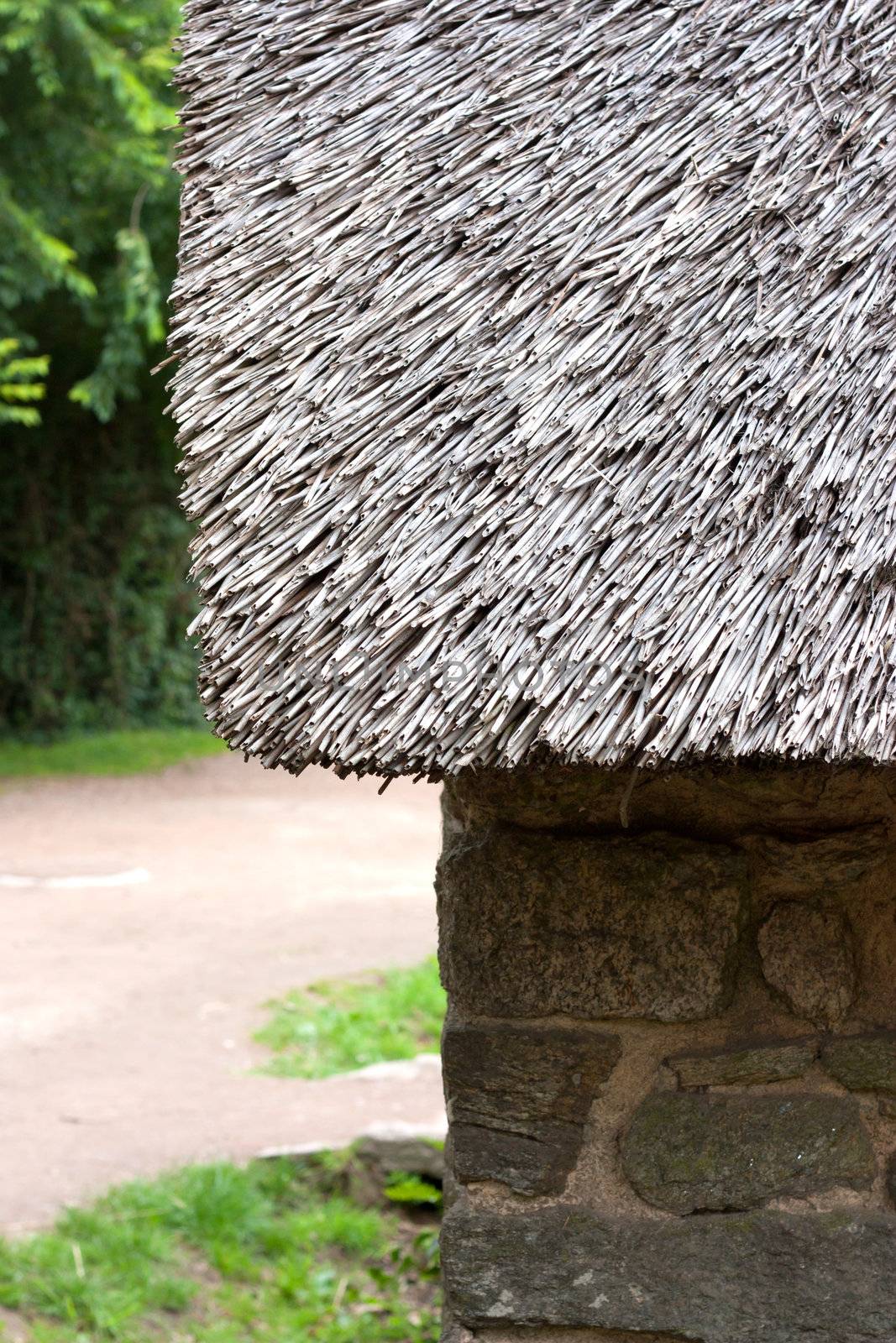 Details of a thatched cottage in Brittany (France)