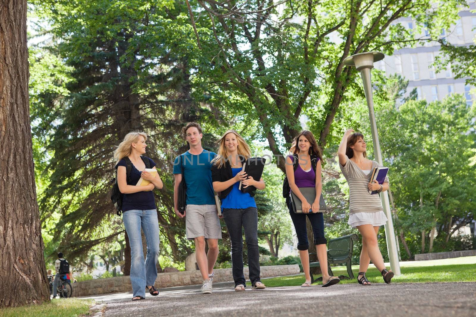 University Students on Campus by leaf