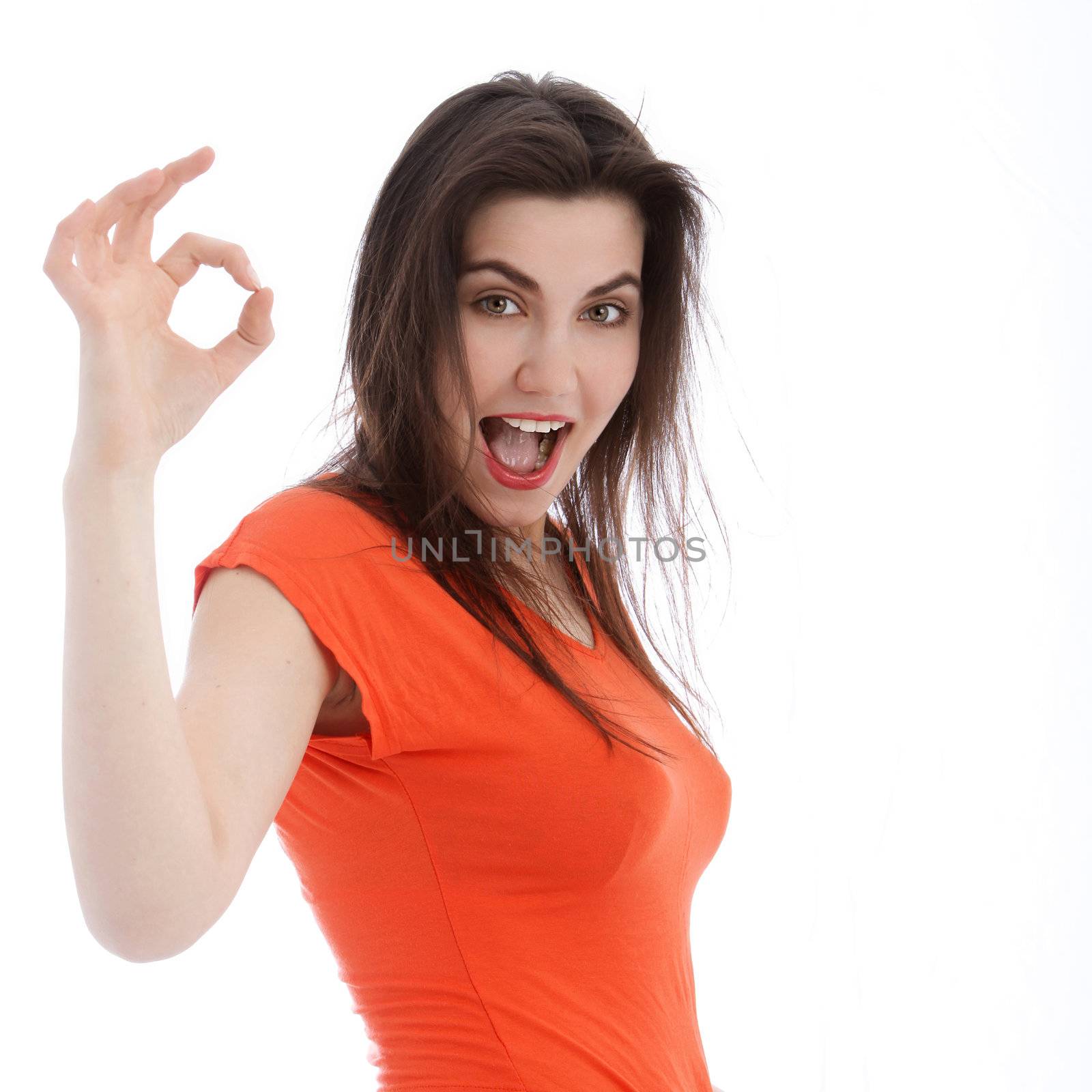 Attractive woman giving a perfect gesture by Farina6000